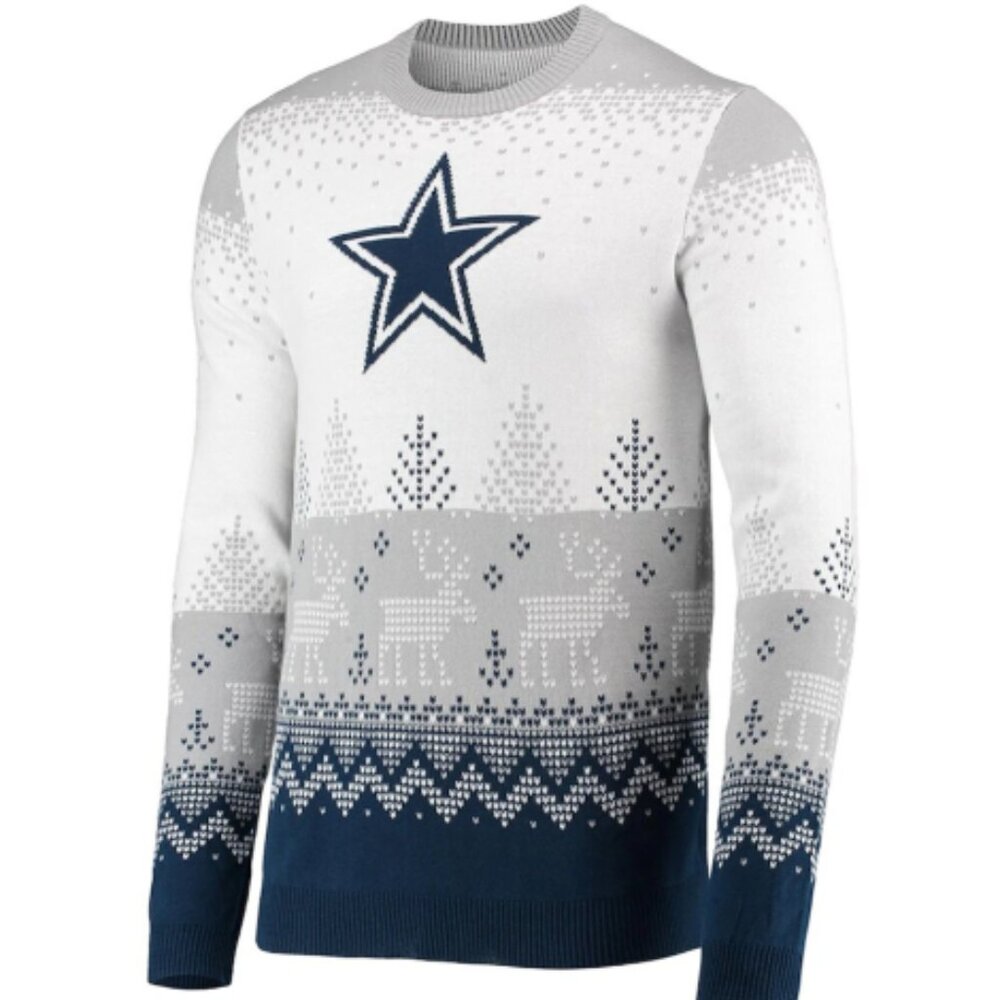 Fanatics Dallas Cowboys FOCO Big Logo Knit Ugly Pullover Sweater 100% Cotton XXL